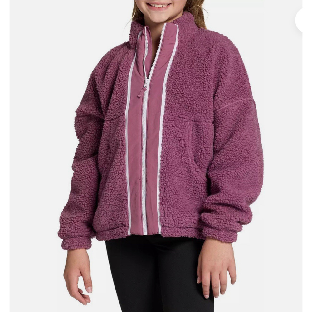 DSG Full Zip Cozy Girls Fleece Jacket Rose Coffee Size L NWT